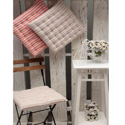 Chair cushion 40 x 40 cm, stripes, 100% cotton, beige color