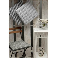 Възглавница за стол 40 х 40см,райе, 100% памук, цвят тъмно сив