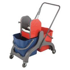 Professional cleaning cart with two buckets of 25 liters and a press