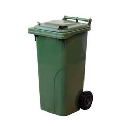 Plastic garbage container 120l, with lid, 2 wheels