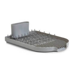 Dryer for plates and utensils 45 x 32 x 13 cm, chrome and plastic, gray