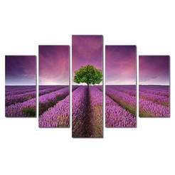 Painting panel Lavender field 100 x 150 cm, 5 parts, Multicanvas, ST173