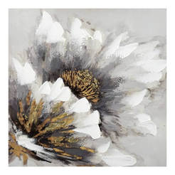 Маслена картина за стена Бели цветя 35 x 35см, канава