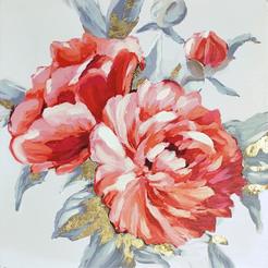 Painting with built-in frame 35 x 35 cm oil Peonies