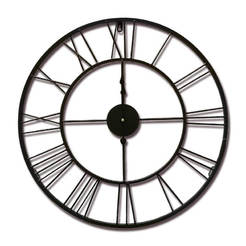 Wall clock 60 cm, metal black color