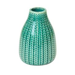 Керамическая ваза для цветов 14 см, банка - зеленая