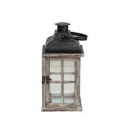 Wooden lantern 13.5 x 13 x 28 cm