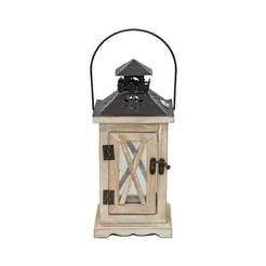 Wooden lantern 12.5 x 12.5 x 28 cm