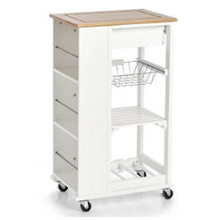 Вспомогательный кухонный шкаф на колесиках 50 х 37 х 86см МДФ белый