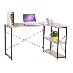 Corner desk Sonoma oak and black 75 x 120 x 73 cm chipboard and metal SMART