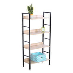 Shelf with 4 shelves Sonoma oak and black 125 x 60 x 28 cm chipboard and metal FORTE