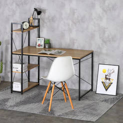 Desk with shelf Sonoma oak and black 120 x 64 x 120 cm Chipboard and metal Robin