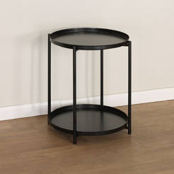 Приставной столик для гостиной - двухуровневый, круглый, 42 x 42 x 52 см, металл Bony