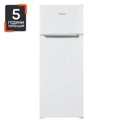 Refrigerator with upper chamber RD2101H1, 168/37l, 143x54.5x55.5 cm, white, TESLA