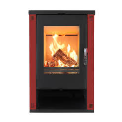 Wood fireplace Verso Theia, 9kW, up to 200m3, burgundy, VERSO