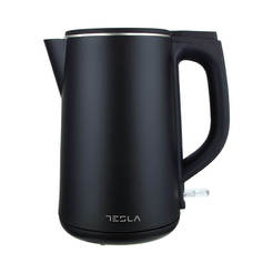 Электрический чайник для воды KT301BX, 2200Вт, 1,5л, двойной корпус ПВХ/нержавеющая сталь, черный, TESLA