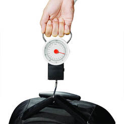 Manual luggage scale, mechanical, capacity 22 kg, with tape measure 100 cm