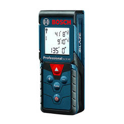 Laser tape measure 40m., ± 1.50mm, also measures area/volume, IP54, 2xAAA batteries, case, GLM 40