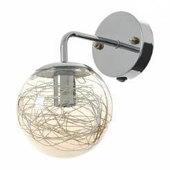 Wall lamp 1xE14 40W - chrome, glass and decorative wire