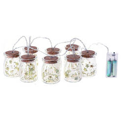 LED garland glass jars - 6 x 8 cm, with built-in decor