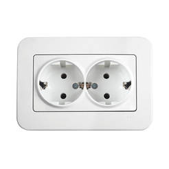 Double electrical outlet white 16A - Rollina