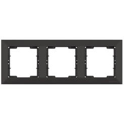 Тройная рамка для выключателей и розеток Candela - горизонтальная, черная