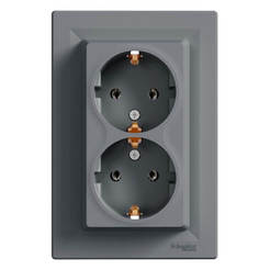 Double electrical outlet 16A Asfora steel