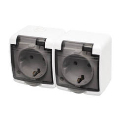Double electrical contact for outdoor installation with cover 16A IP44 MELOPLAM
