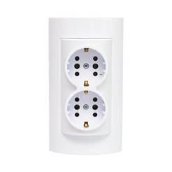 Double electric socket for outdoor installation 16A white ATRA