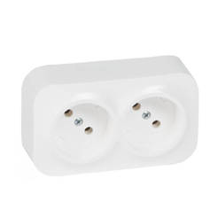 Double electrical socket 16A IP21 white FORIX