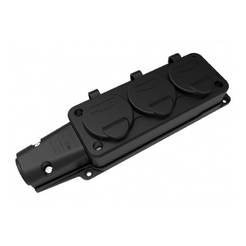 Contact triple rubber 16A IP54 black with cover
