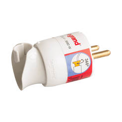 White plug with rotating fuse for cable 16A 360°