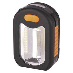 Карманный фонарь COB LED 200лм прорезиненный, с магнитом и подставкой-вешалкой, батарейки 3хААА