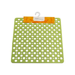 Rubber bath mat with suction cups 53 x 53 cm, green