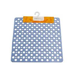 Rubber bath mat with suction cups 53 x 53 cm, blue