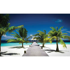 3D Wallpaper for wall - Beach and palm trees 368 x 254 cm