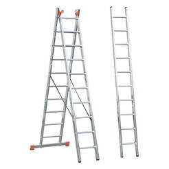 Three-shoulder aluminum ladder, professional 3 x 10 Tribilo