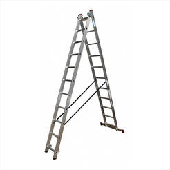 Two-armed aluminum ladder, professional 2 x 11 Corda