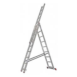 Three-arm aluminum ladder, professional 3 x 11 Corda