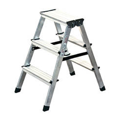 Double-sided aluminum ladder 2 x 3 steps, load capacity up to 150 kg