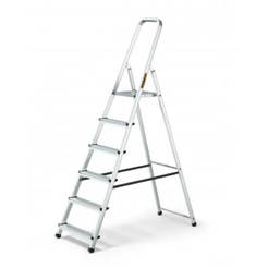 Household ladder aluminum 140cm up to 125kg 6+1 steps