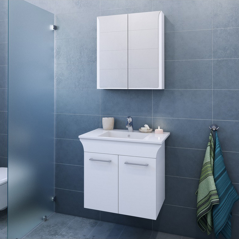 PVC with bathroom mirror 58 x 14.4 x 65 cm, Linea 65 ⋆ MASTERHAUS
