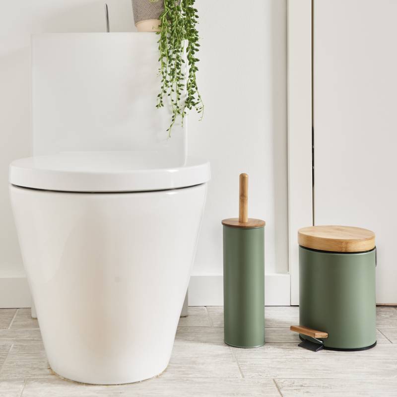 Четка за тоалетна чиния метал и бамбук зелена 18911 ⋆ MASTERHAUS