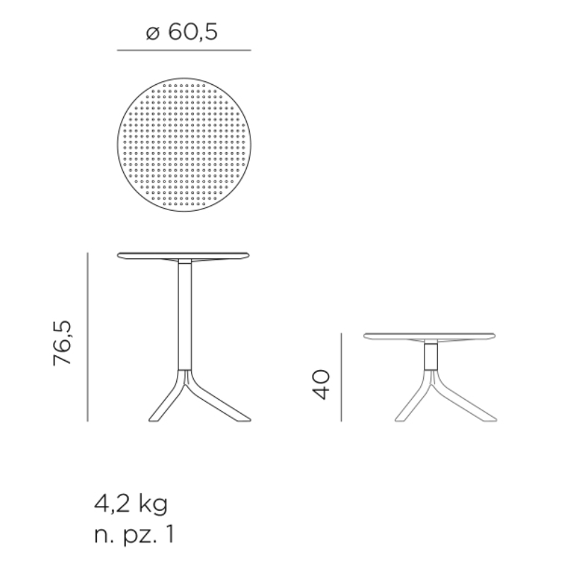 TAVOLO STEP ø61XH77CM POLIPROPILENE/TORTORA | Garden