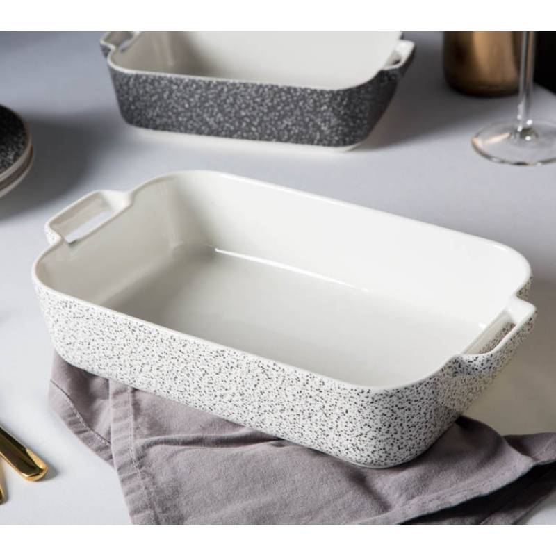 Ceramic baking tray with handles 24 x 14 cm light GRANIT ⋆ MASTERHAUS