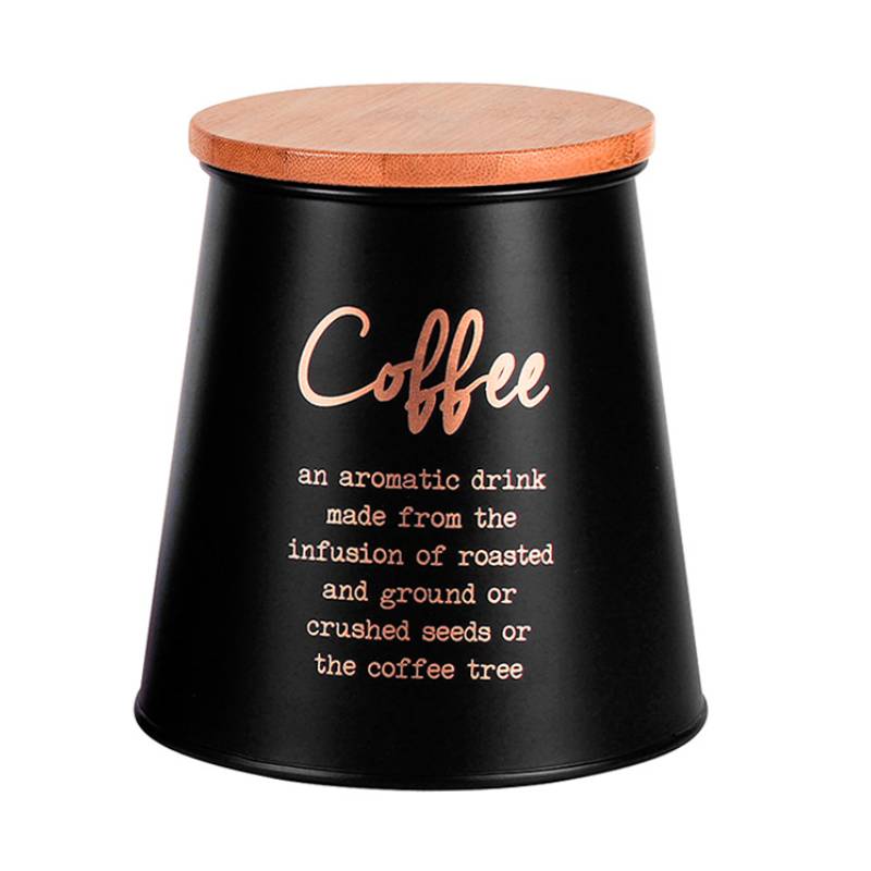 Кутия за съхранение на кафе, бамбуков капак 10.5 x 14 х 14.5см ⋆ MASTERHAUS