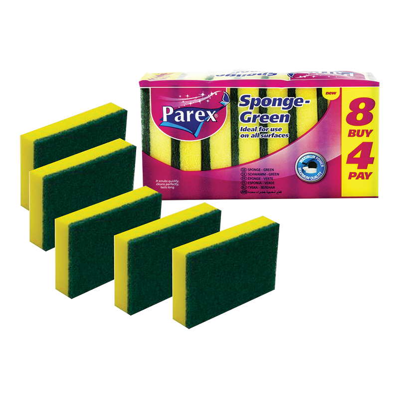 8 kitchen sponges for washing dishes GREEN PAREX ⋆ MASTERHAUS