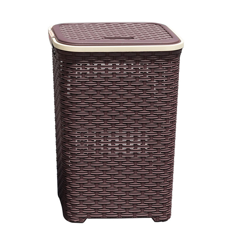 Plastmasov Kosh Za Prane S Kapak 60l Imitaciya Na Ratan Masterhaus