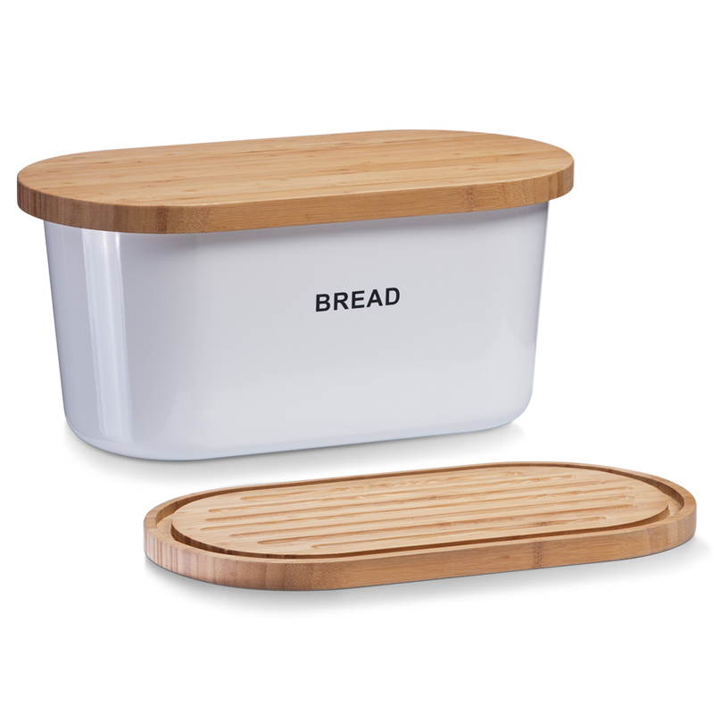 Zeller 25351 Bread Box 39x23x18.5 cm White Melamine/Bamboo 