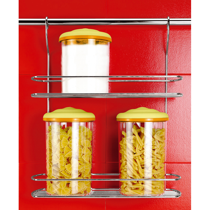Chromeplated kitchen utensil stand 2 floors 35 x 13 x 41 cm, for